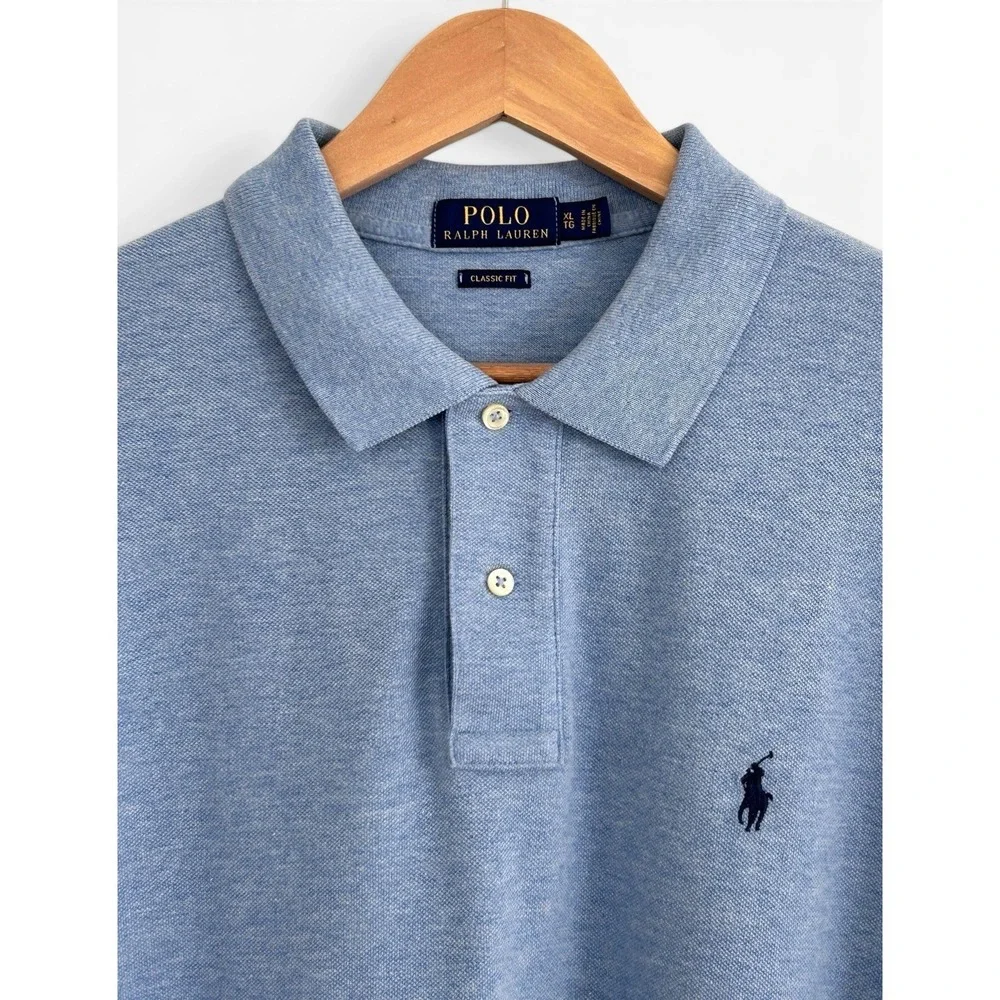 Polo by Ralph Lauren Men XL Blue Classic Fit 100% Cotton Mesh Knit Polo Shirt